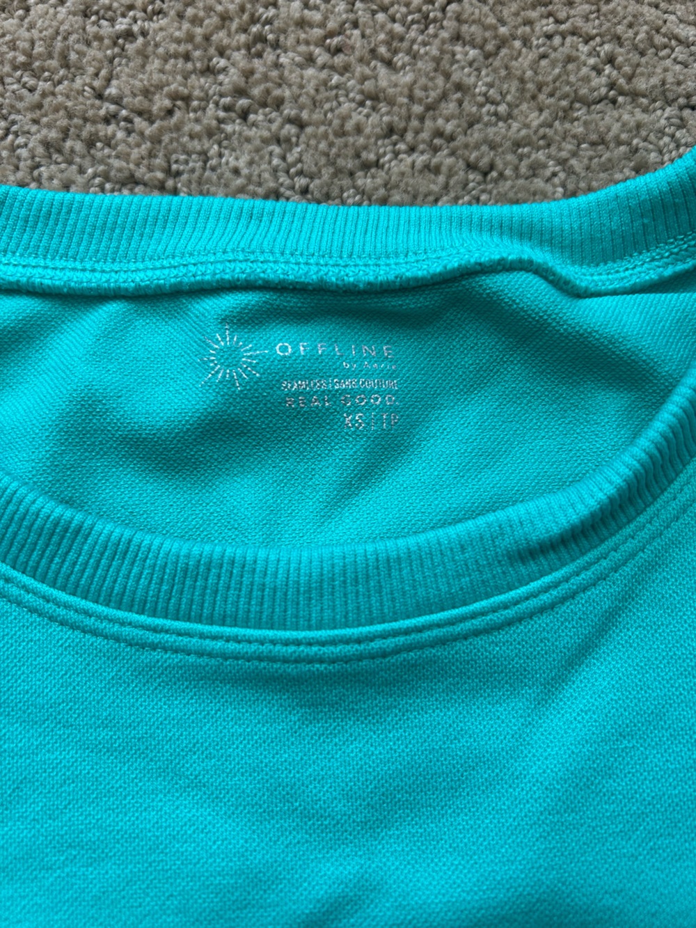 Offline by Aerie Short Sleeve Knit Top in Teal - Picture 3 of 3